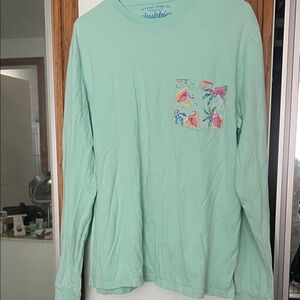 Chubbies mens Aqua Long Sleeve Tee with Tropical Pocket